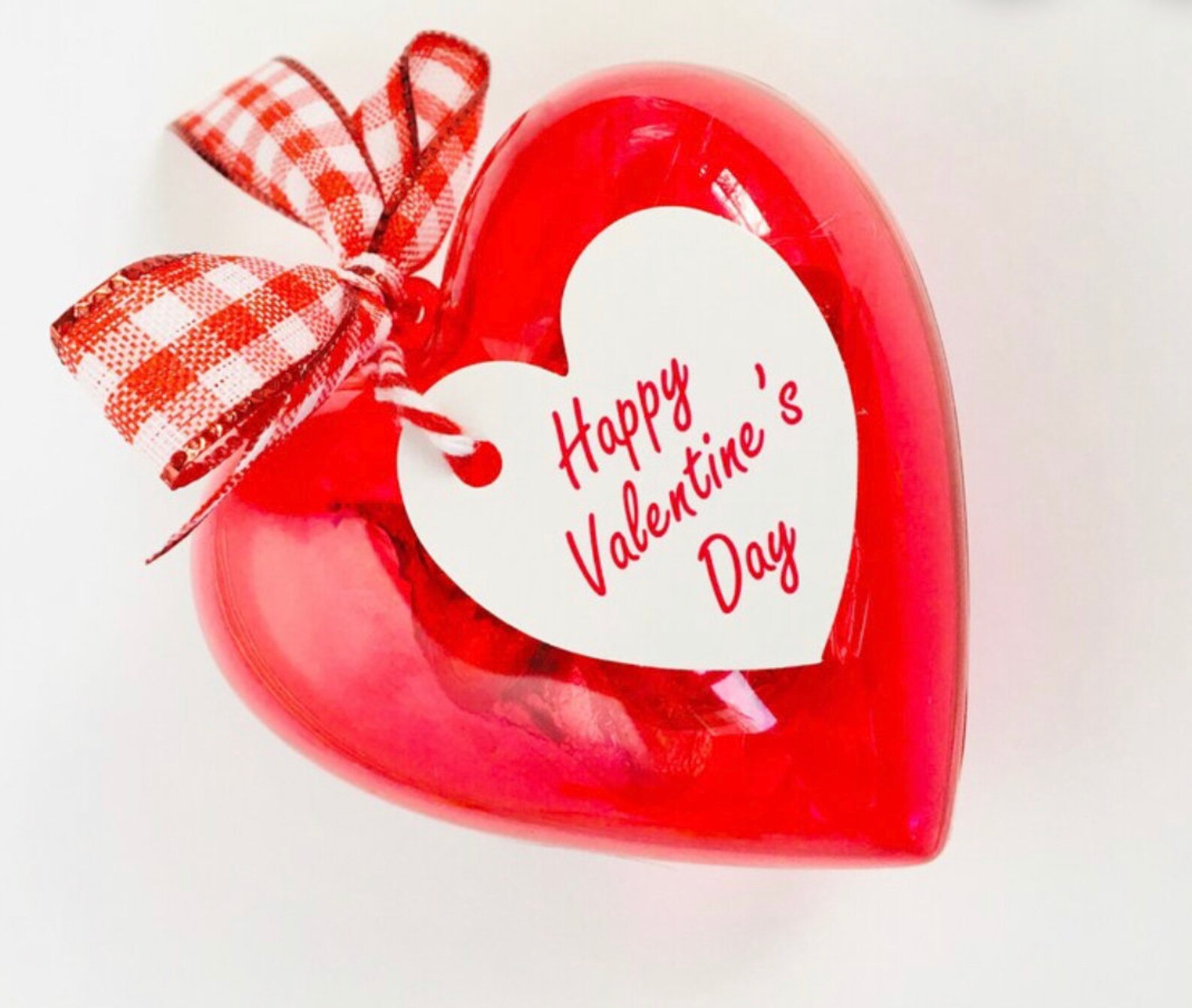 Personalized Plastic Heart Containers, Heart Candy Holder, Valentines