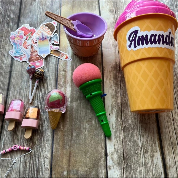 40 OZ Personalized Ice Cream Tumbler | Plastic Summer Tumbler | Ice Cream Cone | Ice Cream Cup | Gift for Kids | Gift for her | Water Cup