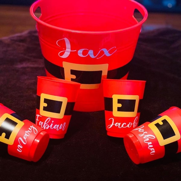 Personalized Santa Bucket, Christmas Eve Bucket, Custom Christmas Gift Basket, Personalized Santa Bucket, Christmas Basket for gifts
