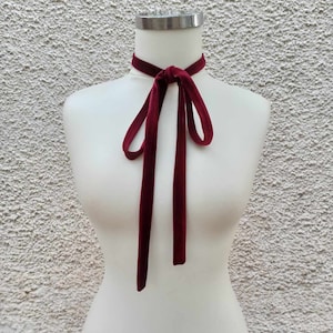 Velvet Skinny Scarf, Detachable Accessories for Women, Neck Scarf, Narrow Scarf, Neck Tie Bow Scarf