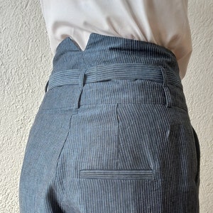 Pantalones de lino de cintura alta, pantalones elegantes, pantalones de lino de verano