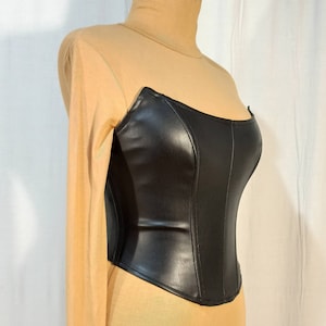 Corset, Faux Leather Bustier, Soft Leather Corset, Corset Top, Sleeveless Bustier Crop Top