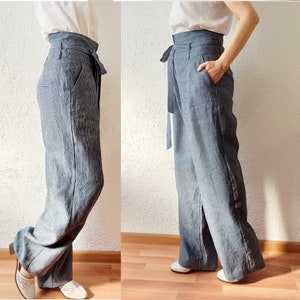 High Waist Linen Trousers, Stylish Trousers, Summer Linen Pants image 2