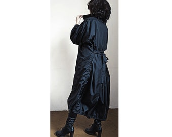 Trench Raincoat, Long Raincoat With Zipper, Spring Overcoat, Maxi Jacket