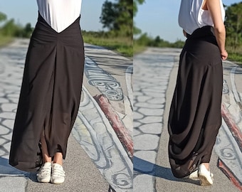 Long skirt, chiffon skirt, summer black skirt, party skirt