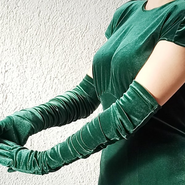 Velvet long gloves