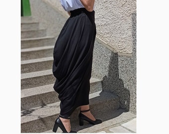 High Waisted Skirt,  Maxi Skirt, Long Cotton Skirt, Comfortable Skirt, Designer Skirt, Black Skirt