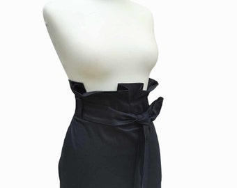 Ruffle Wide Belt Pencil Skirt, Straight Cotton Fabric Skirt, Formal Fashionable Skirt, Isabelle Pencil Skirt