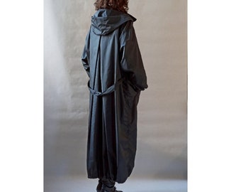 Trench Raincoat, Long Raincoat With Zipper, Spring Overcoat, Maxi Jacket