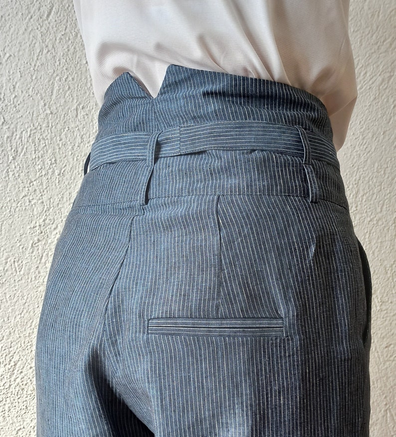 High Waist Linen Trousers, Stylish Trousers, Summer Linen Pants image 1