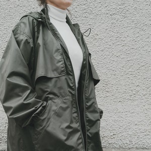 Trench Raincoat, Long Raincoat With Zipper, Spring Overcoat, Maxi Jacket image 4