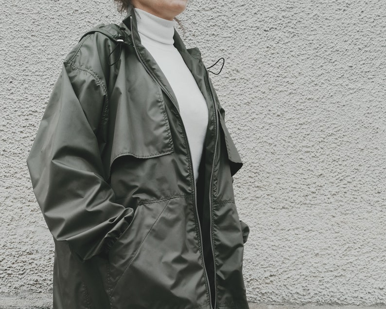 Trench Raincoat, Long Raincoat With Zipper, Spring Overcoat, Maxi Jacket image 4