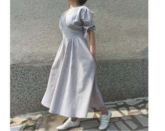 Maxi Dress, Linen Blended Fabric Dress, Summer Dress, Wide Dress