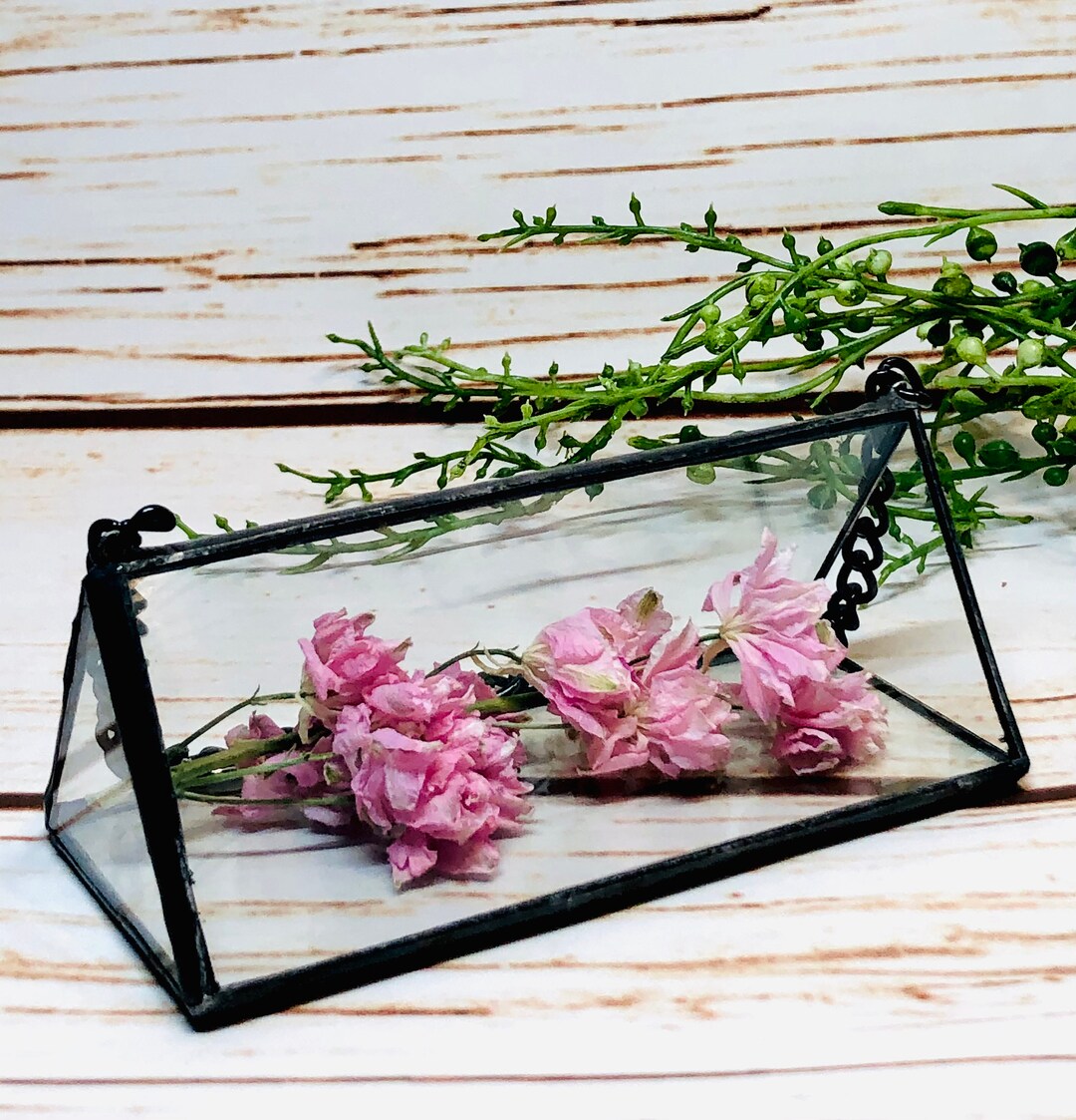 Dry Flower Bouquet Glass Display Case Stained Glass Box Mini Etsy