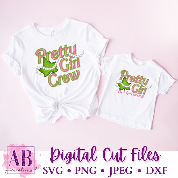 Pretty Girl Crew and In Training Digital Download Bundle Pack SVG PNG Sublimation Cutting Files