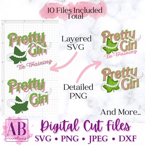 Pretty Girl and In Training Digital Download Bundle Pack SVG PNG Sublimation Cutting Files image 4