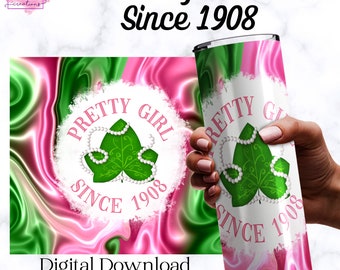 Pretty Girl Sorority 20 OZ Skinny Digital Download Tumbler Wrap Sublimation PNG