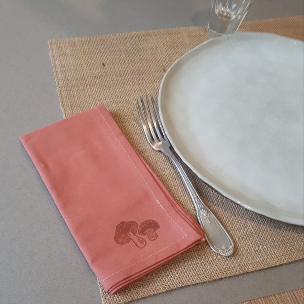 Serviette de table motif champignon