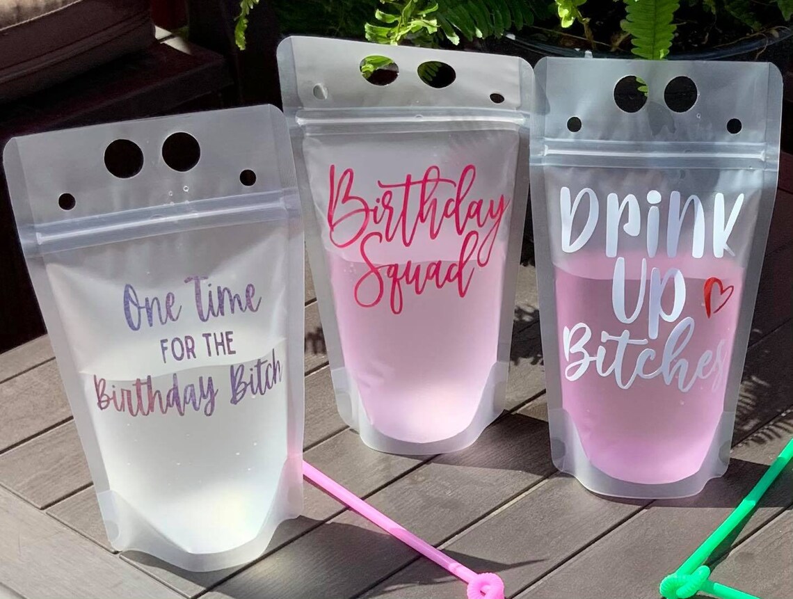 Birthday Drink Pouches Party Pouches Birthday Gift Summer Etsy