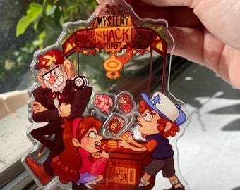 Gravity Falls Mystery Shack, UFO Claw Machine Shaker Charm, 4 Inch Acrylic Keychain