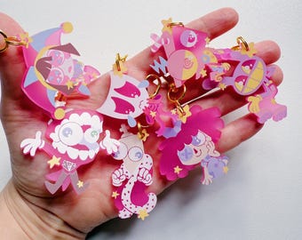 The Amazing Digital Circus Charms, 2 Inch Pink Frosted Acrylic Keychains