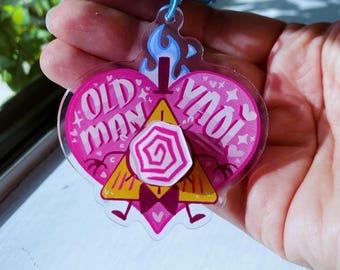 Spinner Bill Cipher Old Man Yaoi Gravity Falls Charm // 2.5” Acrylic with Spinner // For bookbags, keychains, collections, deco