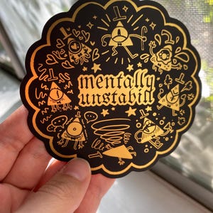 Bill Cipher Unstable Gravity Falls Sticker  - 4" Die Cut - for journalling, planners, water bottles, laptop, deco, bullet journal, scrapbook