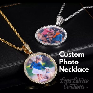 Custom Photo Pendant Necklace | Tennis Chain | Medallion | Memory | Iced Cubic Zirconia
