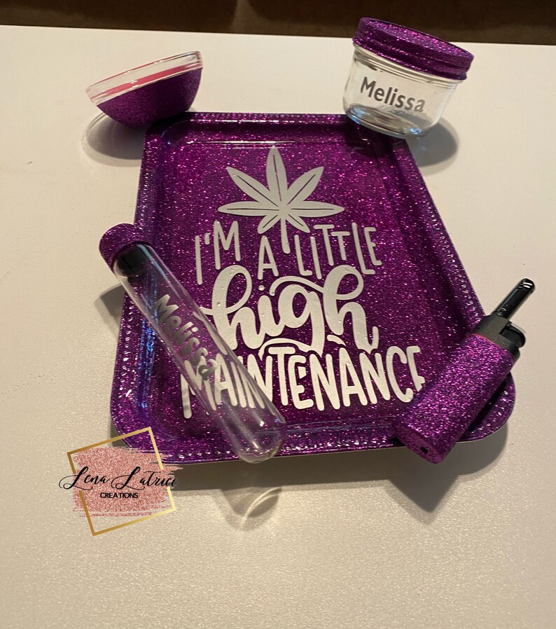 5 Piece Custom Glitter Rolling Tray Set for Tobacco or Etsy