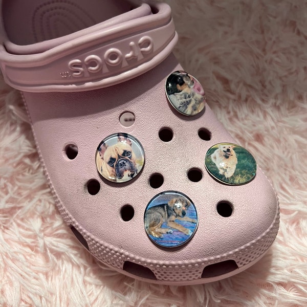 Custom Pet Photo Shoe Charms for slides dogs cats