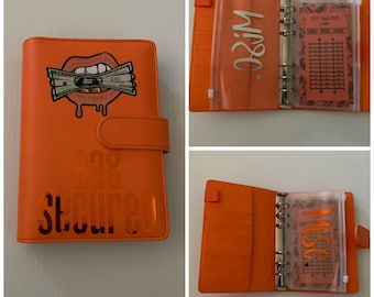 ORANGE Bag Secured Budget Binder with Money Challenge  | A6 Binder | Cash Envelopes | Gifts for her | Money Binder | Cash Envelope System
