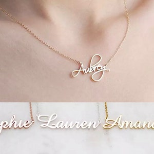 Schöne Namenskette, Personalisierte Halskette, Rose Gold Anhänger, Namensschild Buchstabe Halskette, Seil Kette Stil Halskette, Frauen Halskette