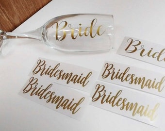 Bridesmaids Name Decal, Tumbler Decal, Wine Tumbler Decal, Wine Glass Decal, Personalized Name Decal, Personalized Sticker, Sticker Set