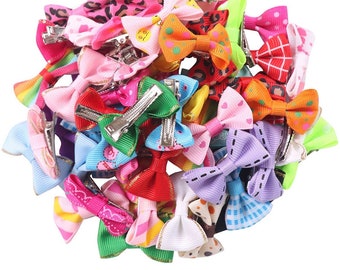Cute Puppy Dog Small Bow knot Hair Bows with Rubber Bands Clips for Dogs or Rabbit or Cat or or any kind of pet