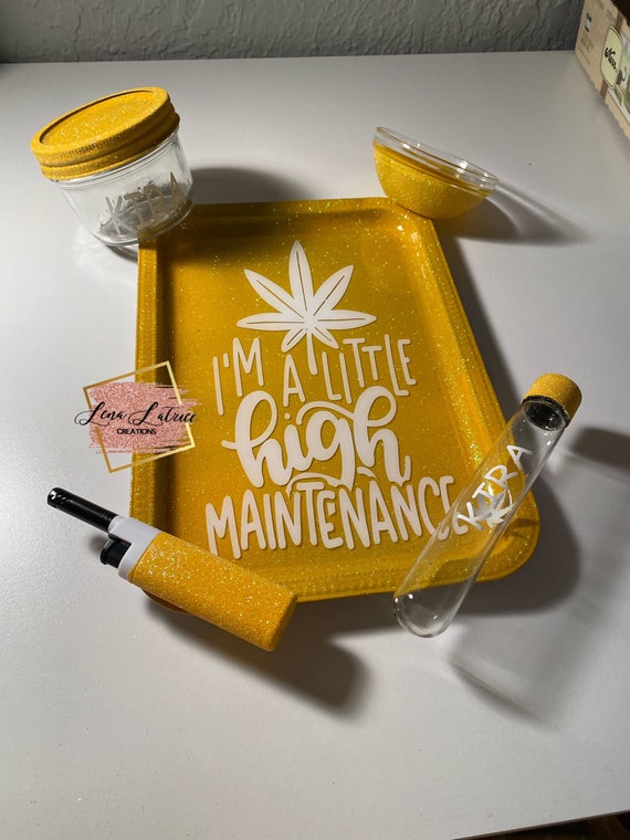 5 Piece Custom Glitter Rolling Tray Set for Tobacco or Etsy