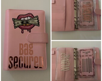 PINK Bag Secured Budget Binder with Money Challenge  | A6 Binder | Cash Envelopes | Gifts for her | Money Binder | Cash Envelope System
