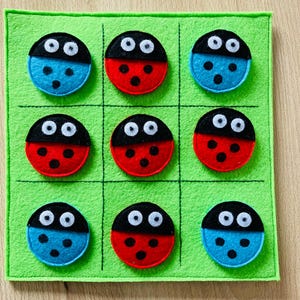 Jeu de TIC TAC TOE avec attache magnétique - Coccinelles