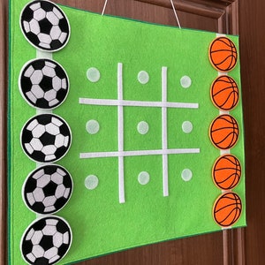 Tablero de fieltro deportivo para el juego Tic Tac Toe #actividades sencillas #pizarra inteligente #juego de pared para niños #tablero sensorial de fieltro #decoración de pared para niños #