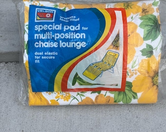 Vintage Chaise Lounge Chair Cushion  Yellow And Green Floral  USA Made