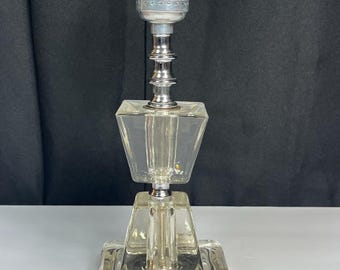 Vintage Stacked Glass Lamp Cube Blocks Boudoir Lamp Night Light