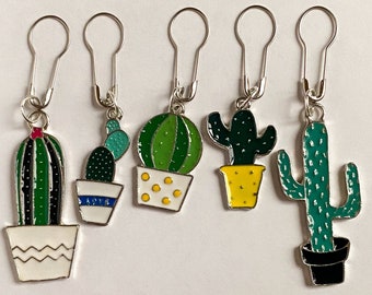 Cactus Stitch Markers, 5pc Knitting Accessories, Crochet Progress Keepers, Bulb Pins For Knitting Project, Cactus Charms, Gourd Pins