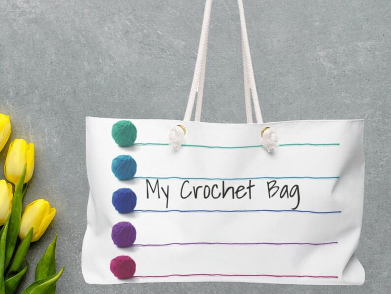 My Crochet Bag Large Crocheting Project Bag Eco-Friendly Tote Bag For Crochet Projects Weekender Bag for Crochet Lover Yarn Storage Tote