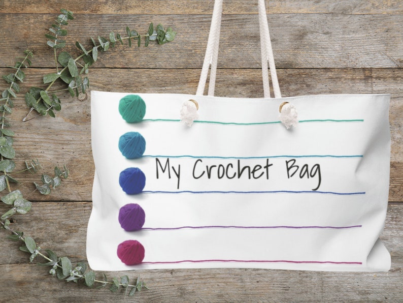 My Crochet Bag Large Crocheting Project Bag Eco-Friendly Tote Bag For Crochet Projects Weekender Bag for Crochet Lover Yarn Storage Tote