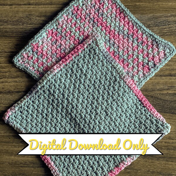 Beginner Crochet Pattern for Dishcloth, Washcloth, Facecloth, Dishrag, Easy Crochet Pattern PDF Download E
