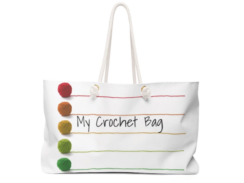 My Crochet Bag Large Crocheting Project Bag Eco-Friendly Tote Bag For Crochet Projects Weekender Bag for Crochet Lover Yarn Storage Tote