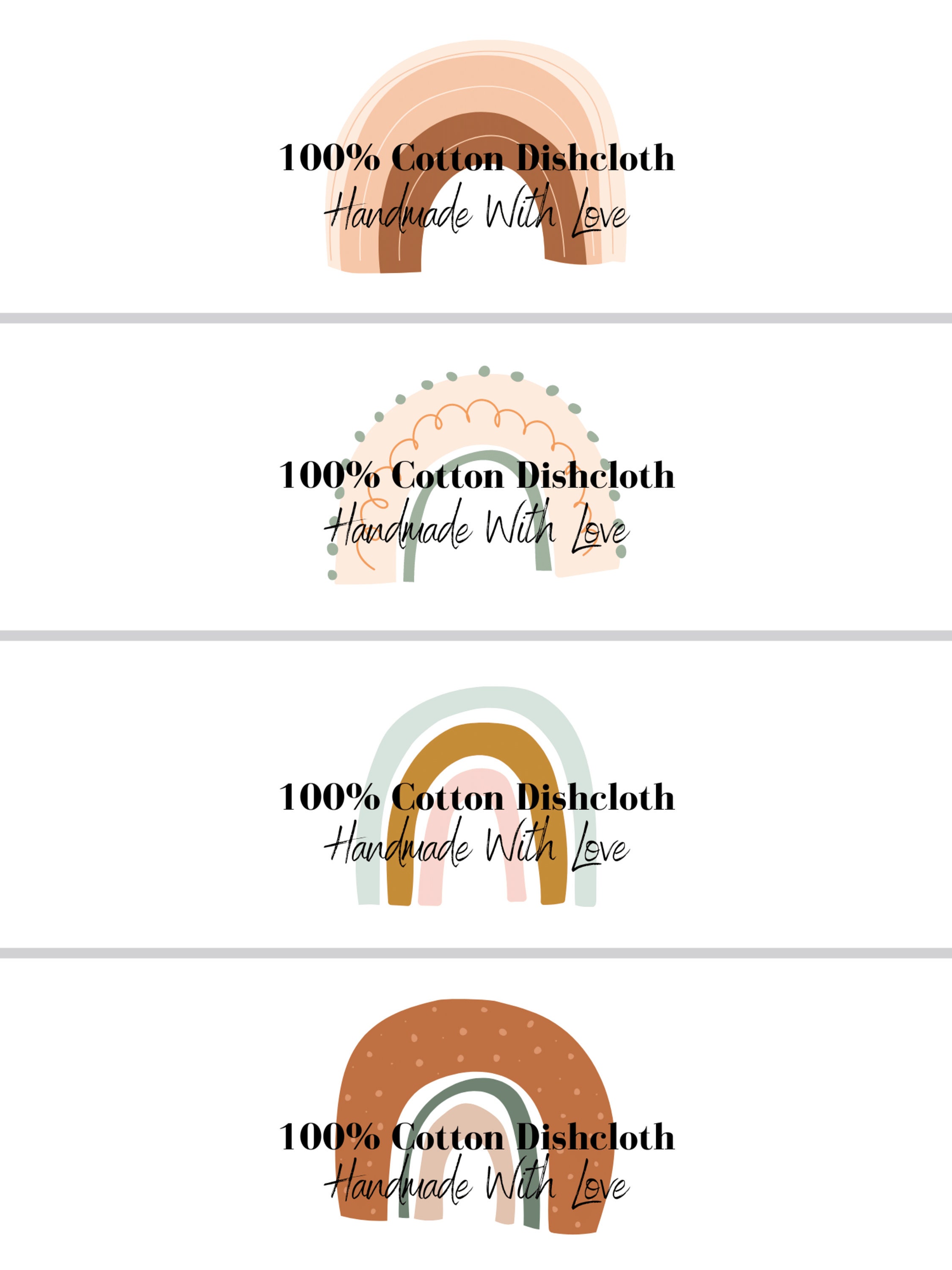 Dish Rag Label Dishcloth Label, Cotton Dishrag Wrapper, Printable Craft Market ...
