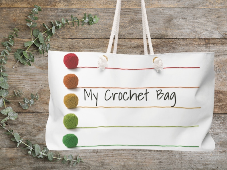 My Crochet Bag Large Crocheting Project Bag Eco-Friendly Tote Bag For Crochet Projects Weekender Bag for Crochet Lover Yarn Storage Tote