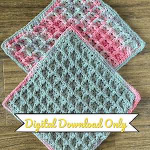 Beginner Crochet Pattern for Dishcloth, Washcloth, Facecloth, Dishrag, Easy Crochet Pattern PDF Download C