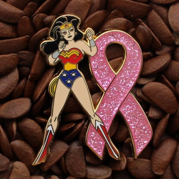 Pink Red Green Yellow Purple Blue Black Ribbon Patriots Wonder Woman Pin