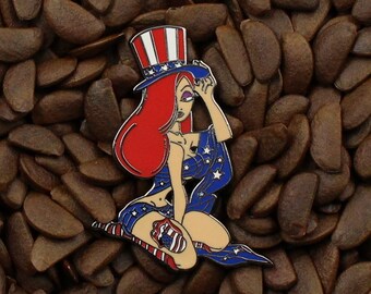 Jessica Rabbit Pins Fantasy Uncle Sam Patriotic USA Flag Pin